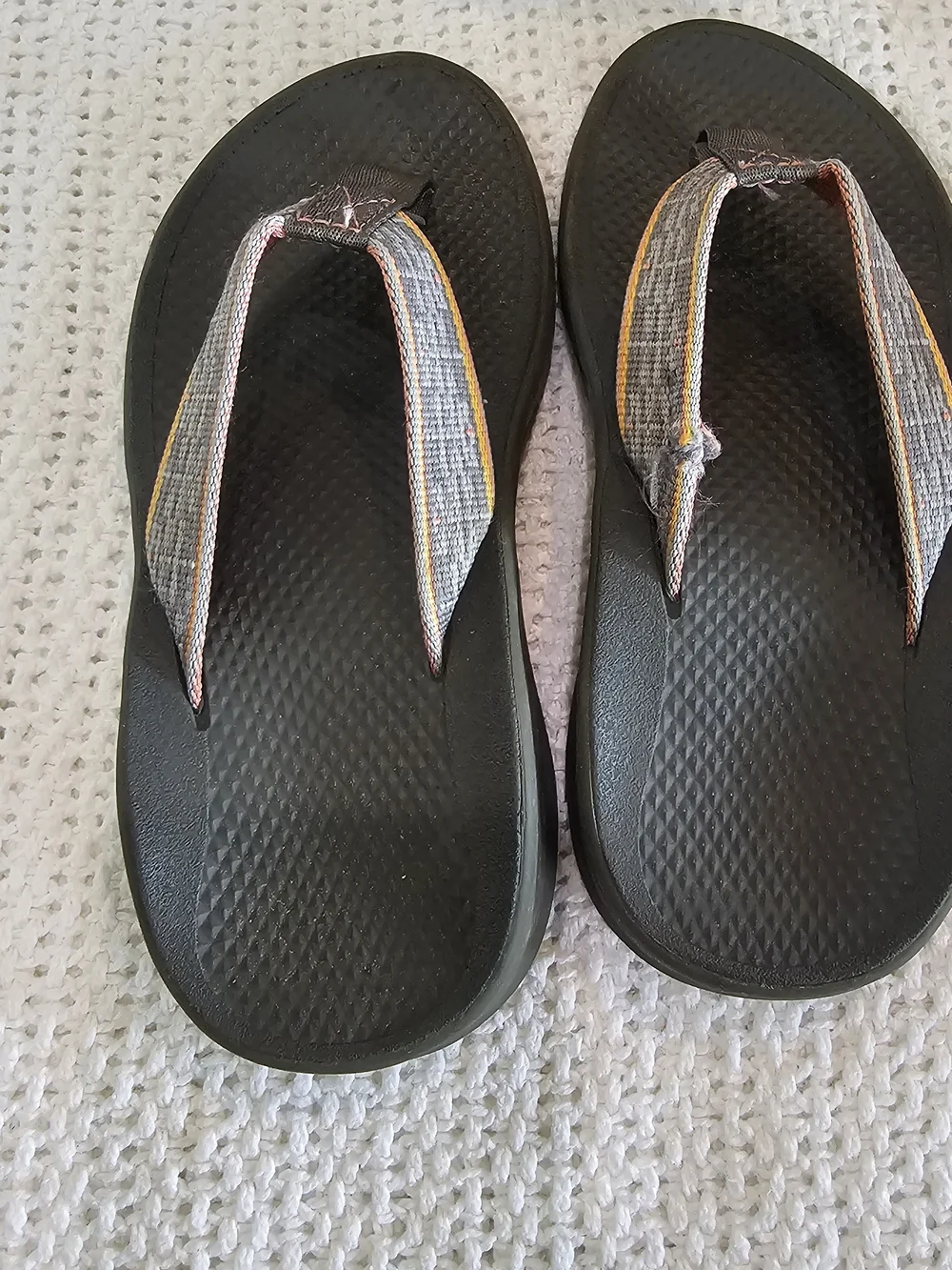 Chaco Kids Black Flip-Flops with Gray Straps and Yellow Accent